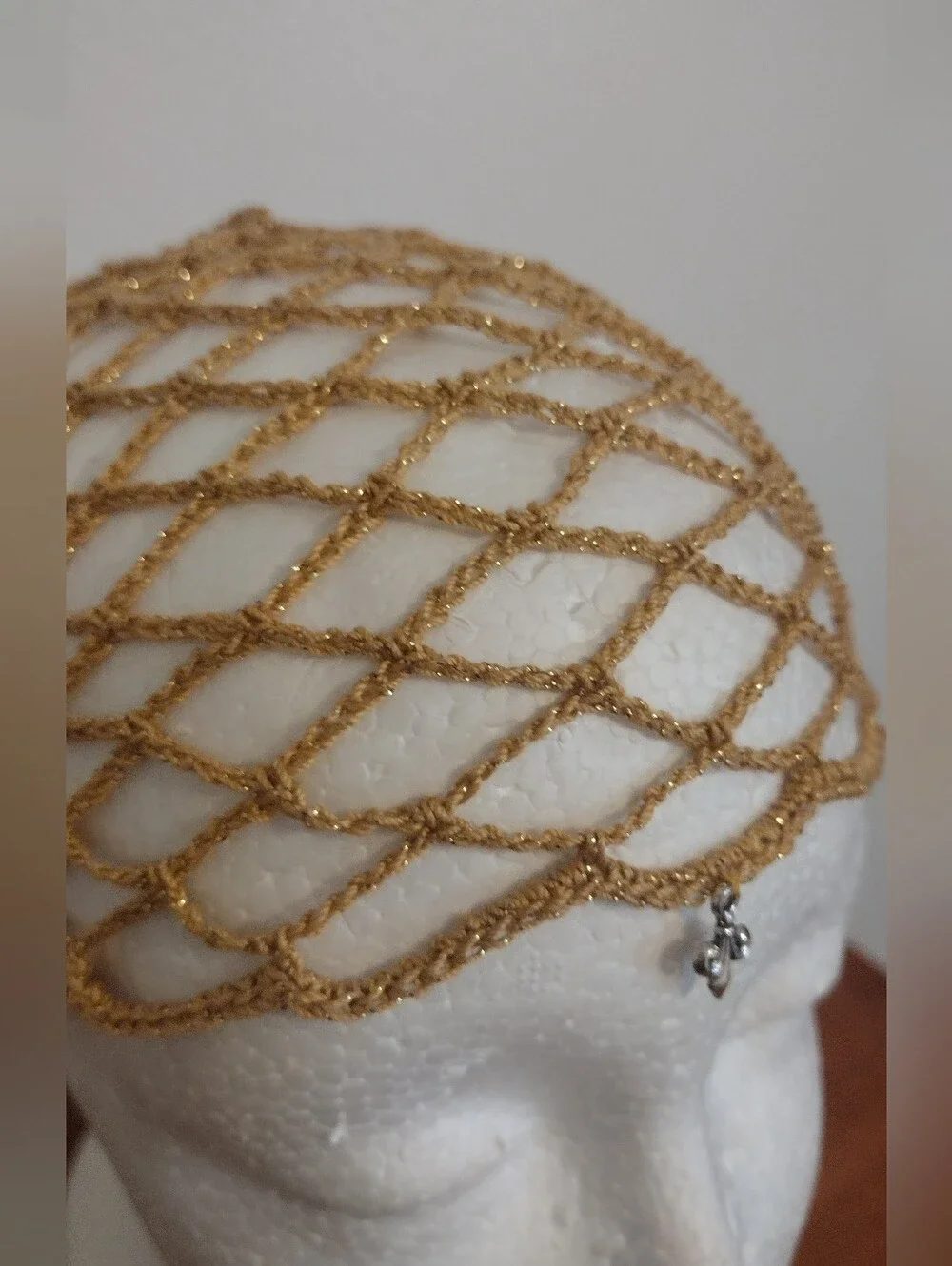 Handmade Crocheted Decorative Headpiece/ Mesh Hat